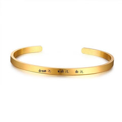 Inspirational Cuff Bracelet Bangle For Women Rose Gold Silver Engraved Mantra Bracelets Wife Fiance Personalized Gifts