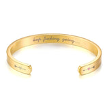Inspirational Cuff Bracelet Bangle For Women Rose Gold Silver Engraved Mantra Bracelets Wife Fiance Personalized Gifts