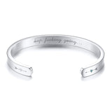 Inspirational Cuff Bracelet Bangle For Women Rose Gold Silver Engraved Mantra Bracelets Wife Fiance Personalized Gifts
