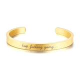Inspirational Cuff Bracelet Bangle For Women Rose Gold Silver Engraved Mantra Bracelets Wife Fiance Personalized Gifts