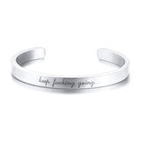 Inspirational Cuff Bracelet Bangle For Women Rose Gold Silver Engraved Mantra Bracelets Wife Fiance Personalized Gifts