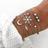 IPARAM Women's Vintage Multilayer Bracelet Set Bohemian Charm Heart Lotus Shell Bracelet Charm Geometric Crystal Beaded Fashion